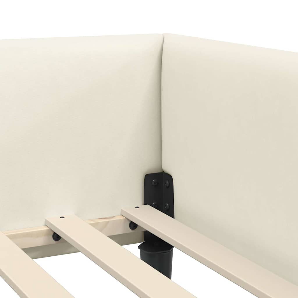 vidaXL Rama łóżka narożnego Kremowy 90 cm x 190 cm Aksamit