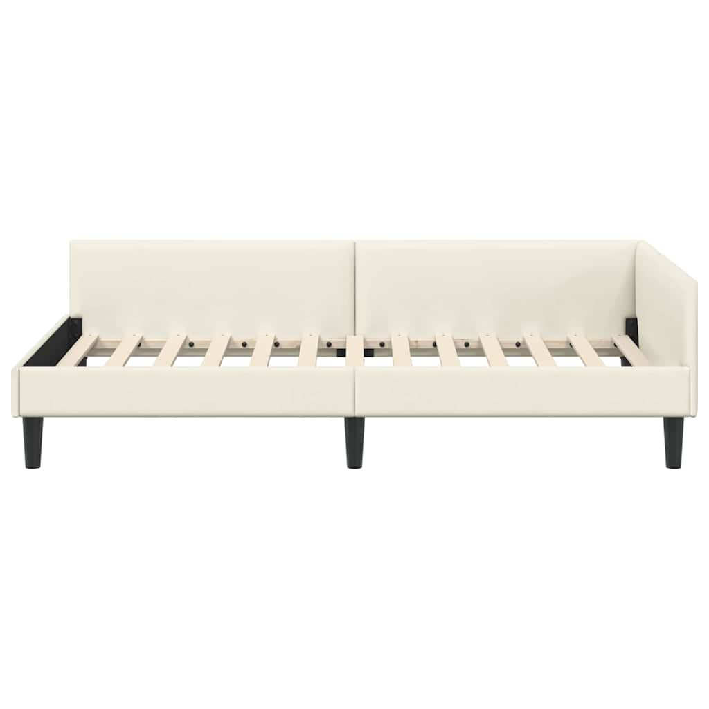 vidaXL Rama łóżka narożnego Kremowy 90 cm x 190 cm Aksamit
