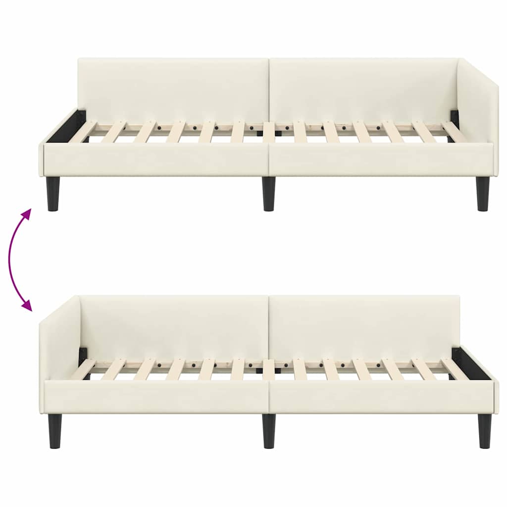 vidaXL Rama łóżka narożnego Kremowy 90 cm x 190 cm Aksamit