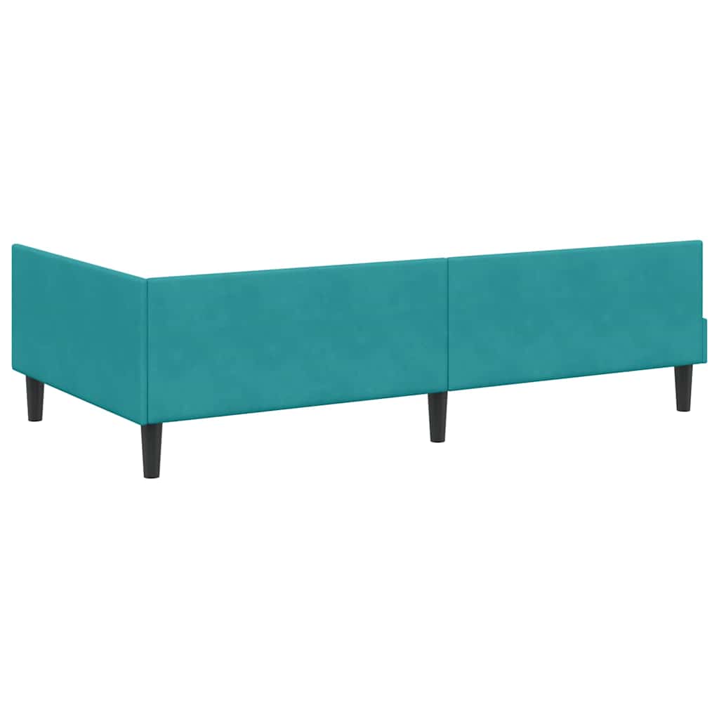 vidaXL Rama łóżka narożnego Turkusowy 90 cm x 190 cm Aksamit