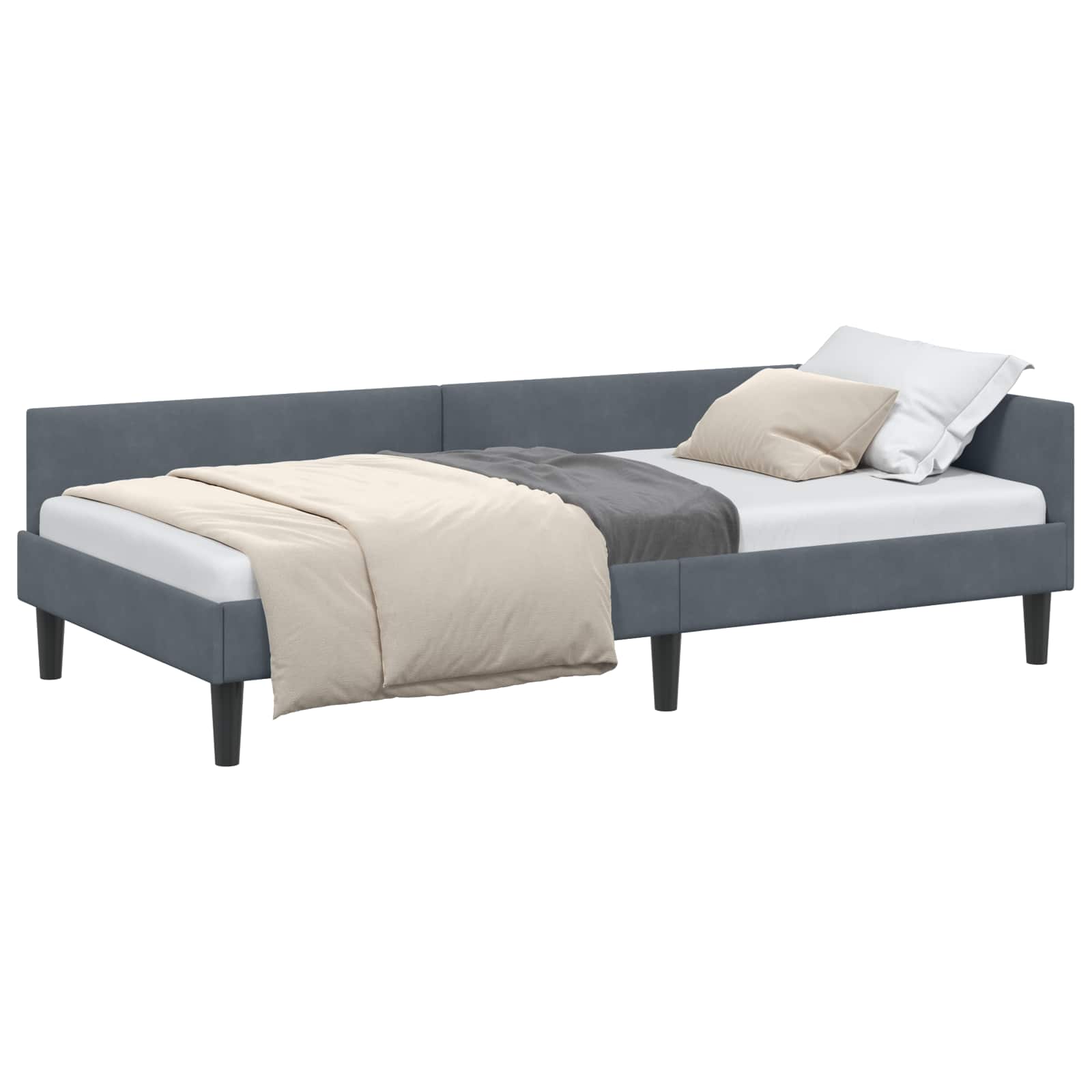 vidaXL Rama łóżka narożnego Ciemnoszary 90 cm x 200 cm Aksamit