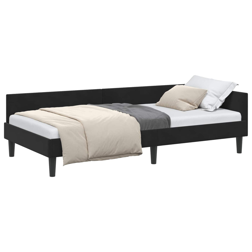 vidaXL Rama łóżka narożnego Z zagłówkiem Czarny 90 cm x 200 cm Aksamit