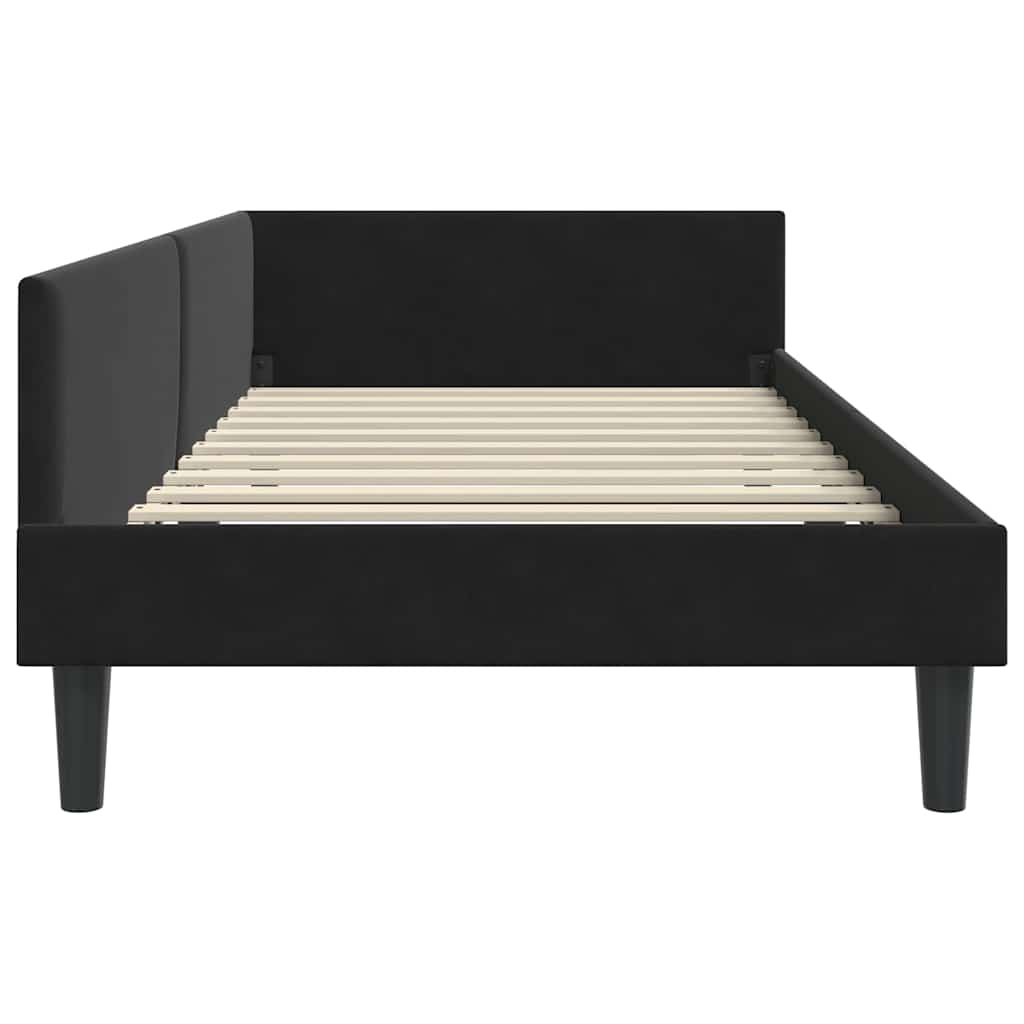 vidaXL Rama łóżka narożnego Z zagłówkiem Czarny 90 cm x 200 cm Aksamit