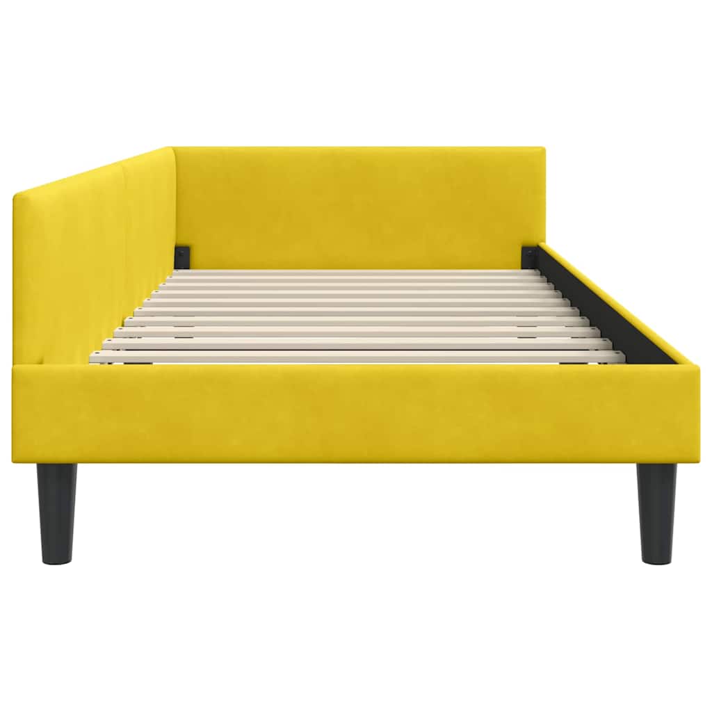 vidaXL Rama łóżka narożnego Z zagłówkiem Żółty 90 cm x 200 cm Aksamit