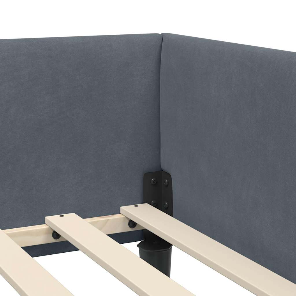 vidaXL Rama łóżka narożnego Ciemnoszary 100 cm x 200 cm Aksamit