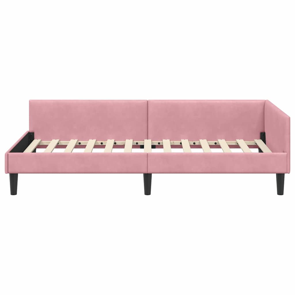 vidaXL Rama łóżka narożnego Różowy 100 cm x 200 cm Aksamit