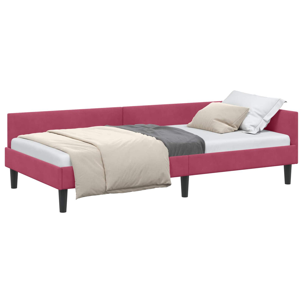 vidaXL Rama łóżka narożnego Czerwone wino 100 cm x 200 cm Aksamit