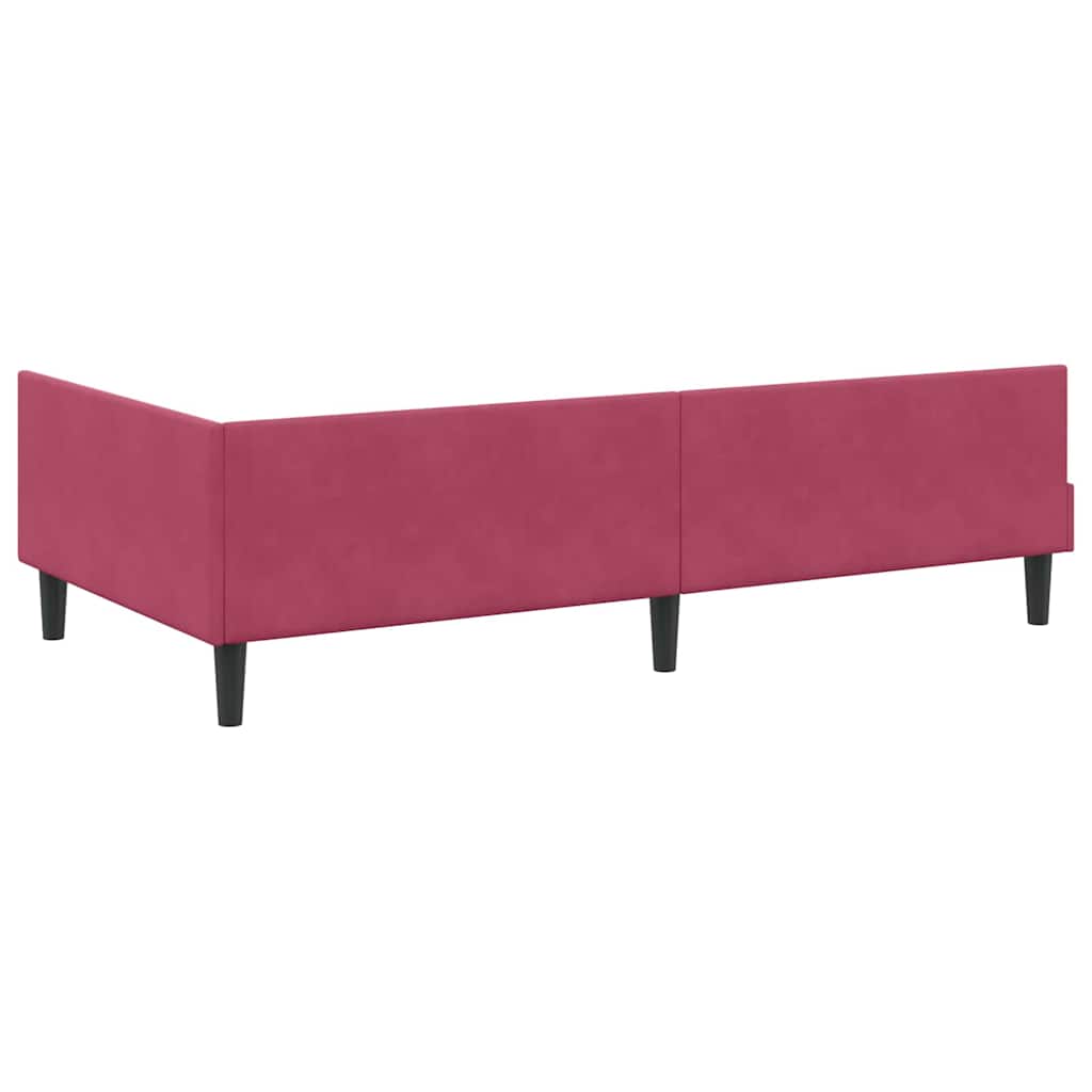 vidaXL Rama łóżka narożnego Czerwone wino 100 cm x 200 cm Aksamit