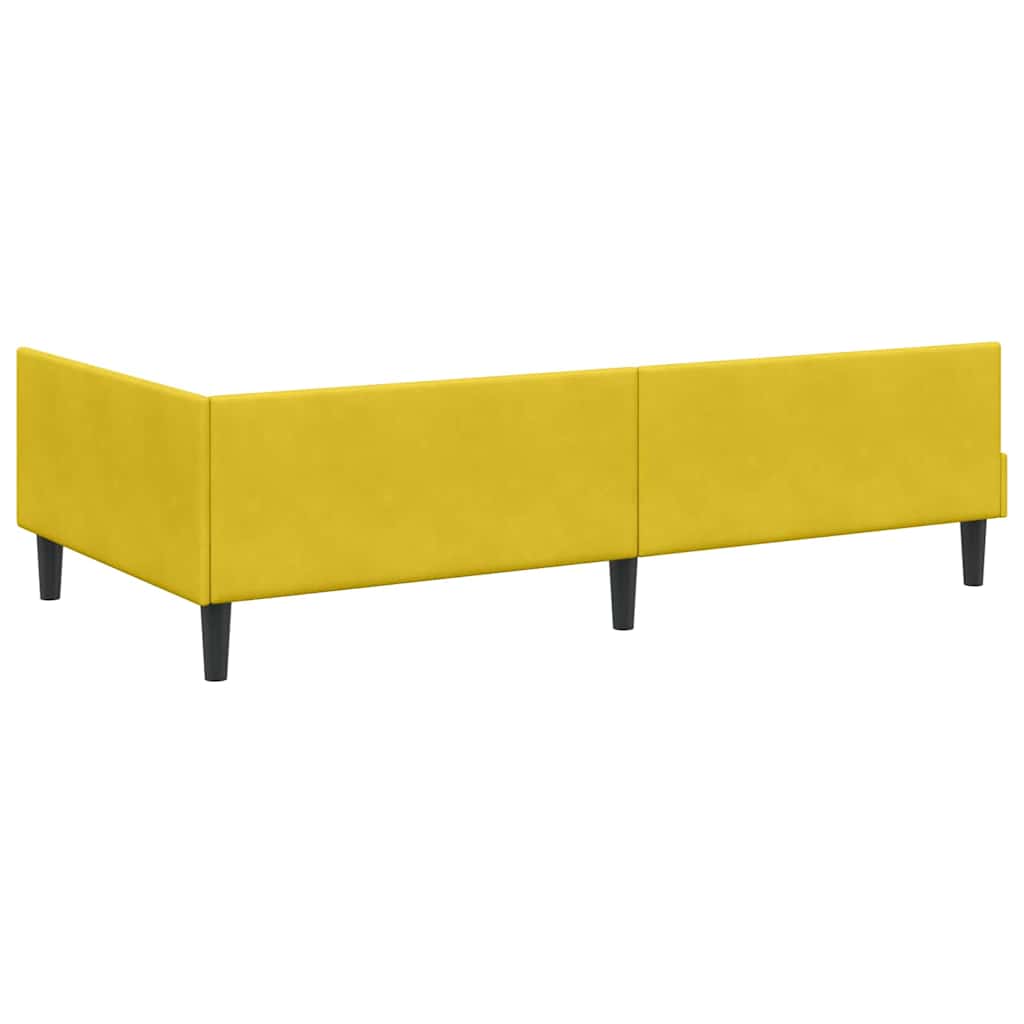 vidaXL Rama łóżka narożnego Z zagłówkiem Żółty 100 cm x 200 cm Aksamit