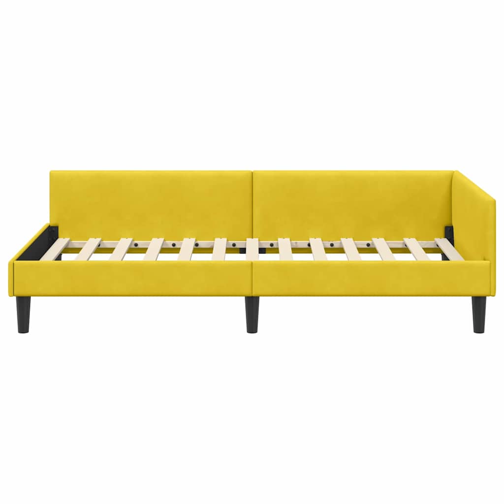 vidaXL Rama łóżka narożnego Z zagłówkiem Żółty 100 cm x 200 cm Aksamit