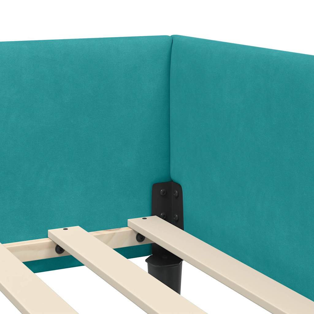 vidaXL Rama łóżka narożnego Turkusowy 100 cm x 200 cm Aksamit