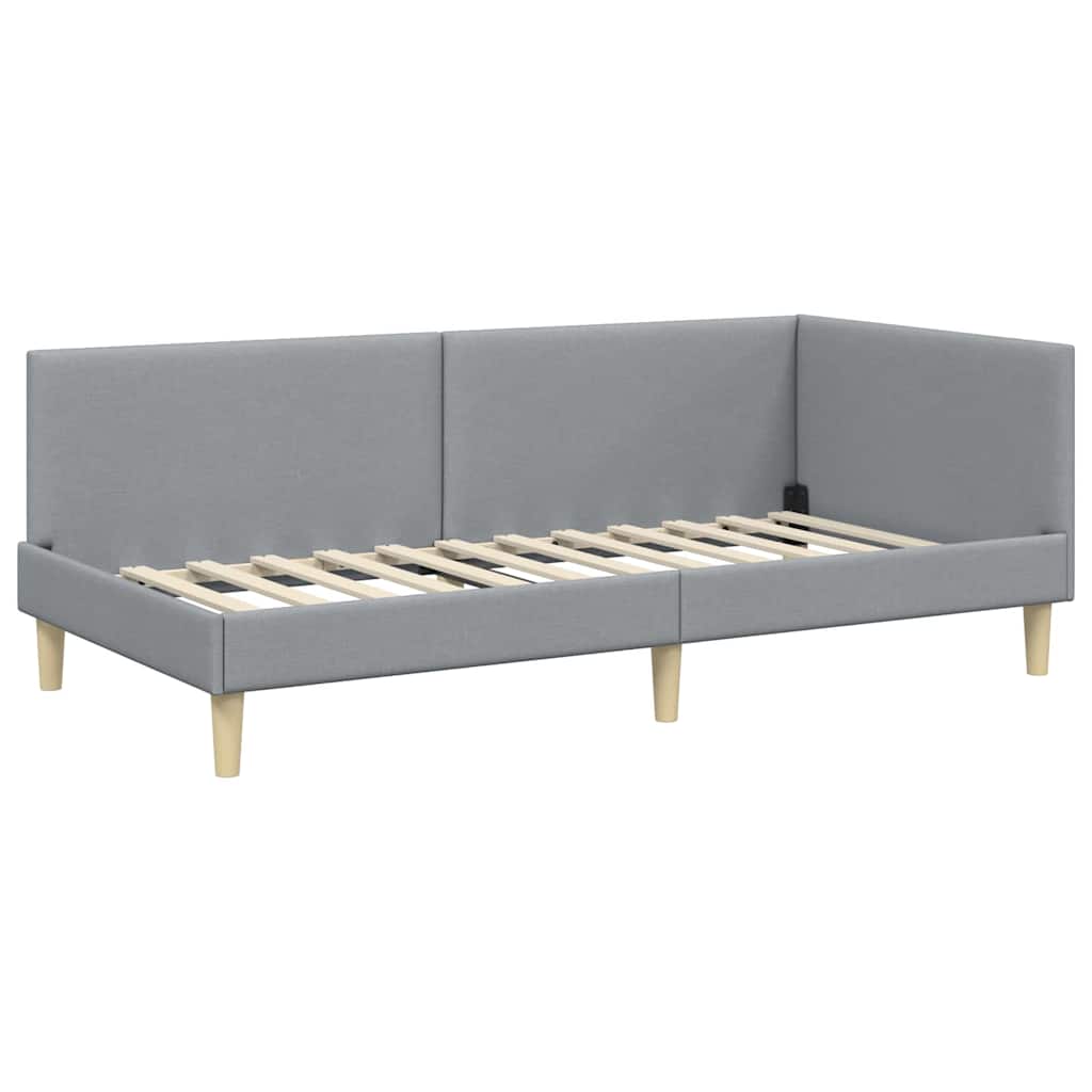vidaXL Rama łóżka narożnego Z zagłówkiem Jasnoszary 80 cm x 200 cm