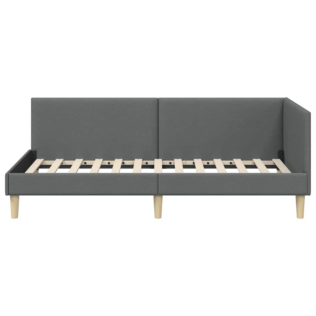 vidaXL Rama łóżka narożnego Z zagłówkiem Ciemnoszary 80 cm x 200 cm