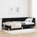 vidaXL Rama łóżka narożnego Czarny 80 cm x 200 cm Tkanina i sklejka