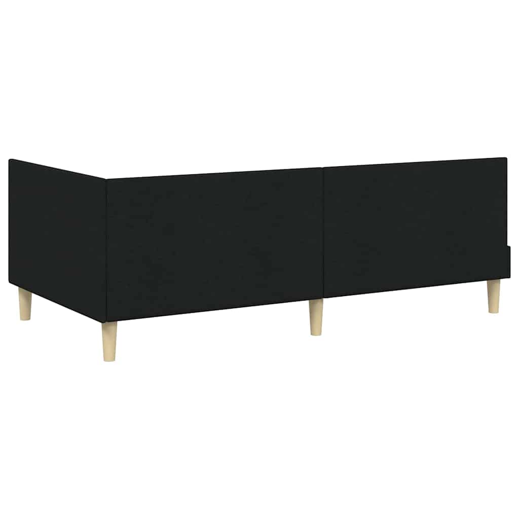 vidaXL Rama łóżka narożnego Czarny 80 cm x 200 cm Tkanina i sklejka