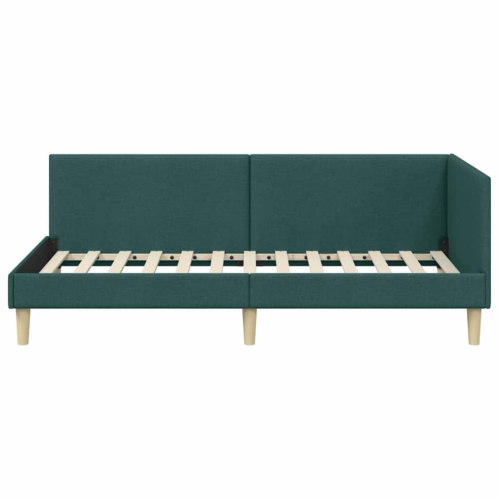 vidaXL Rama łóżka narożnego Z zagłówkiem Ciemna zieleń 80 cm x 200 cm