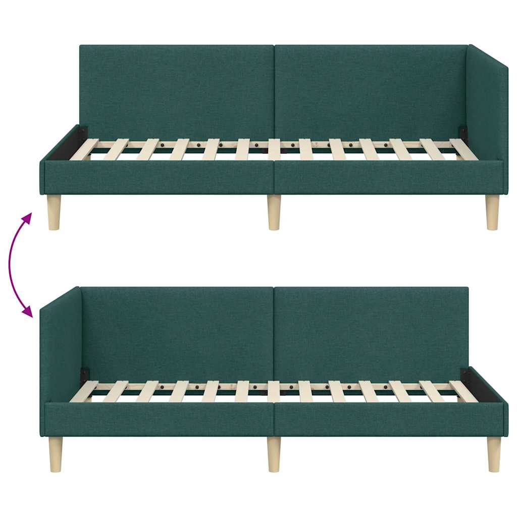 vidaXL Rama łóżka narożnego Z zagłówkiem Ciemna zieleń 80 cm x 200 cm