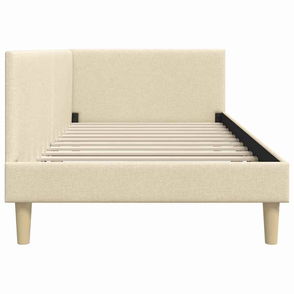vidaXL Rama łóżka narożnego Kremowy 80 cm x 200 cm Tkanina i sklejka