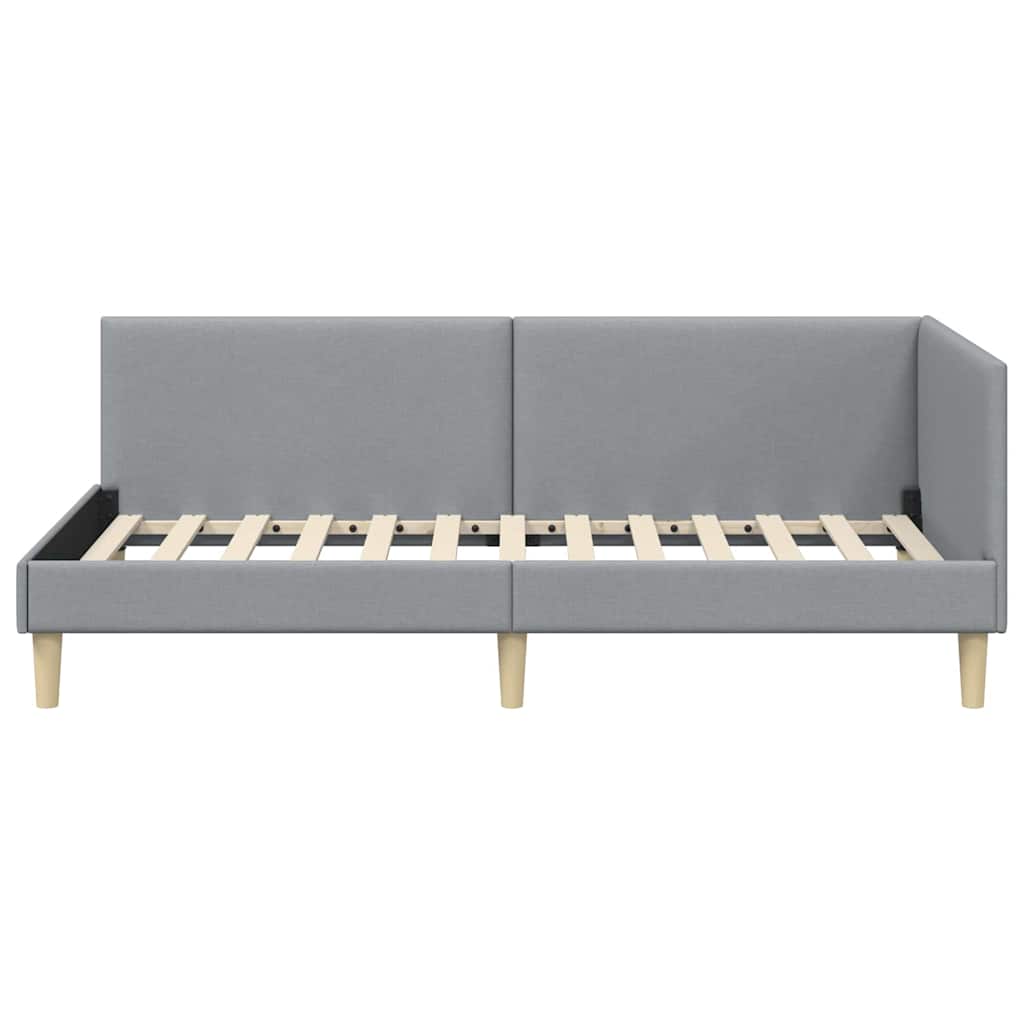 vidaXL Rama łóżka narożnego Z zagłówkiem Jasnoszary 90 cm x 190 cm