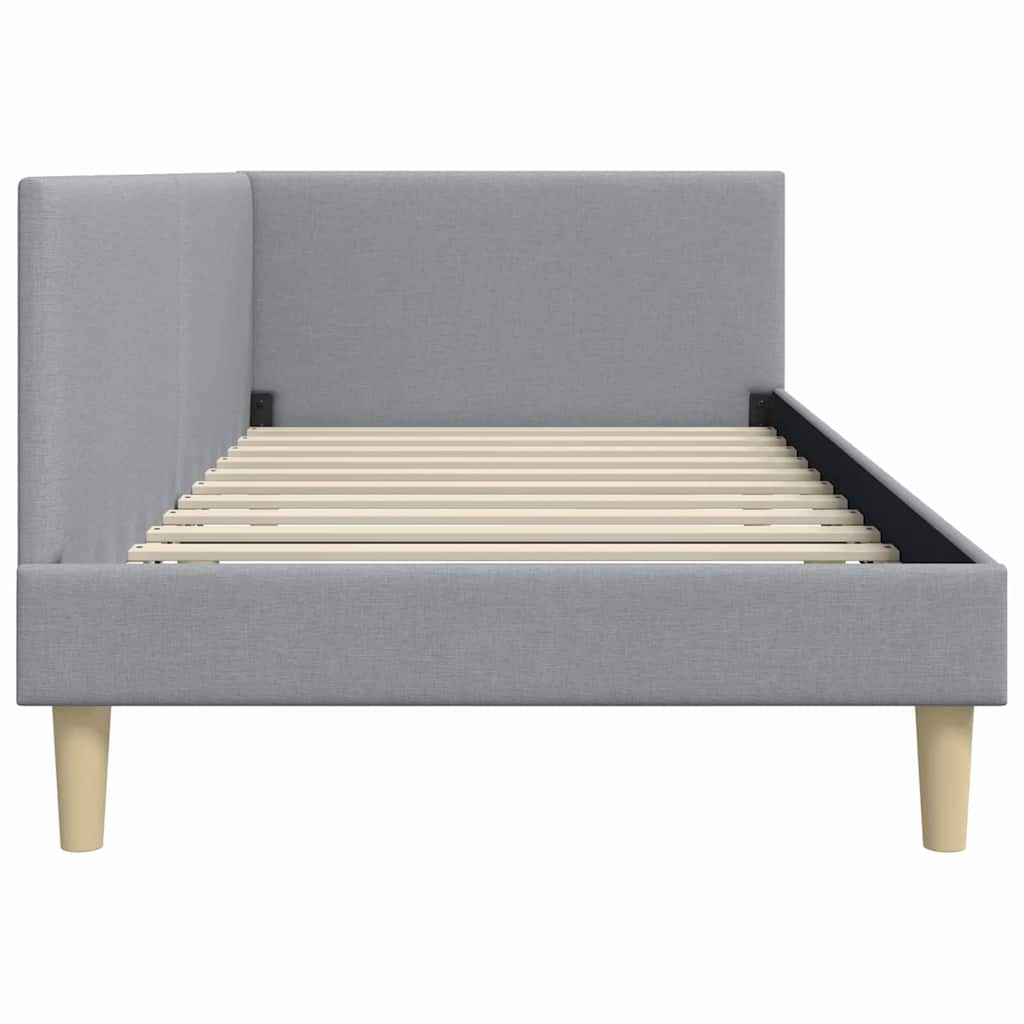 vidaXL Rama łóżka narożnego Z zagłówkiem Jasnoszary 90 cm x 190 cm
