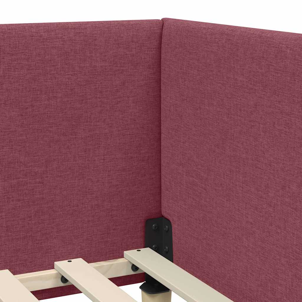 vidaXL Rama łóżka narożnego Z zagłówkiem Czerwone wino 90 cm x 200 cm