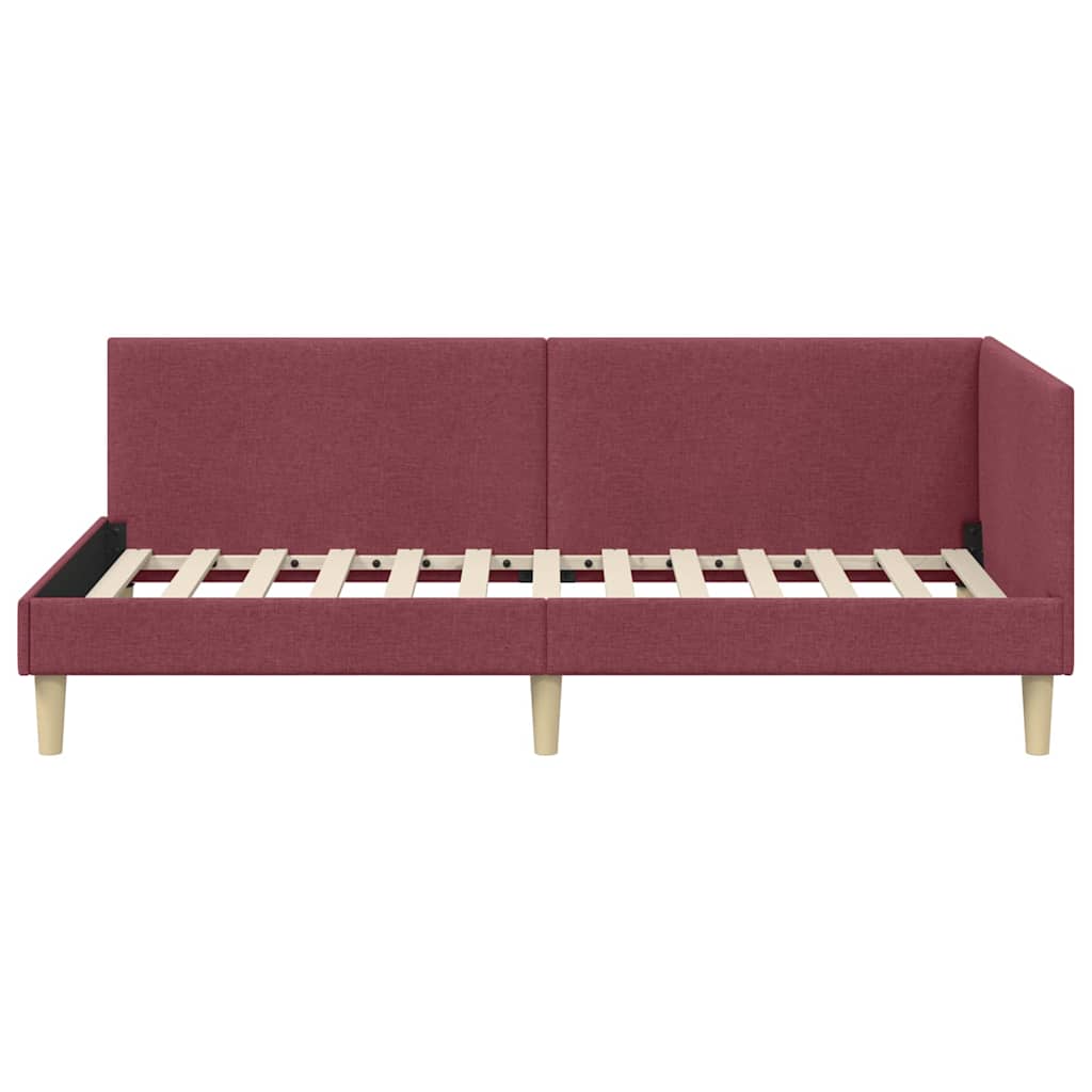 vidaXL Rama łóżka narożnego Z zagłówkiem Czerwone wino 90 cm x 200 cm