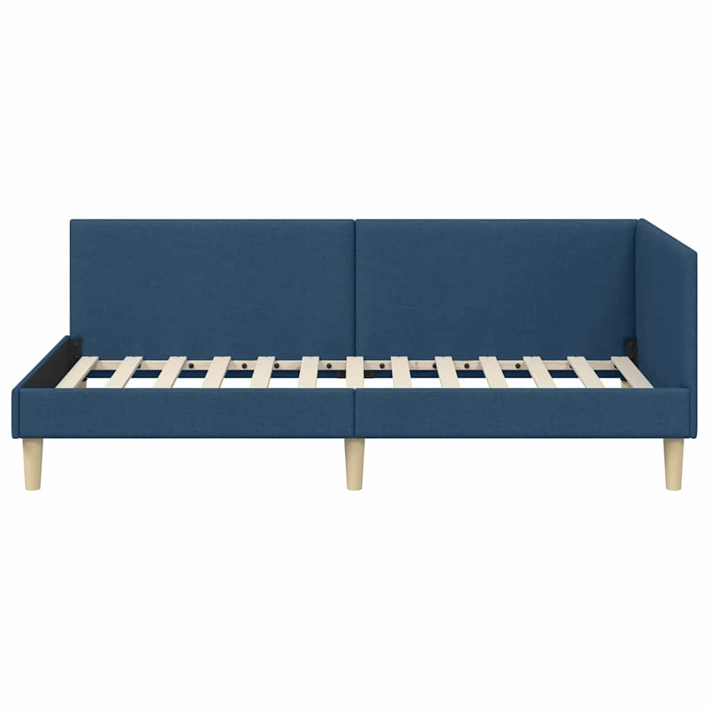 vidaXL Rama łóżka narożnego Niebieski 90 cm x 200 cm Tkanina i sklejka
