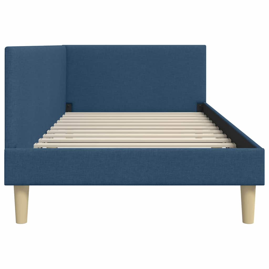 vidaXL Rama łóżka narożnego Niebieski 90 cm x 200 cm Tkanina i sklejka