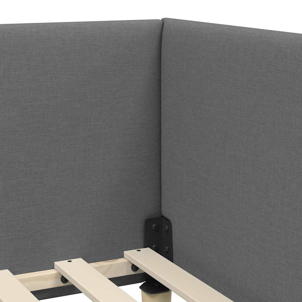 vidaXL Rama łóżka narożnego Z zagłówkiem Ciemnoszary 100 cm x 200 cm