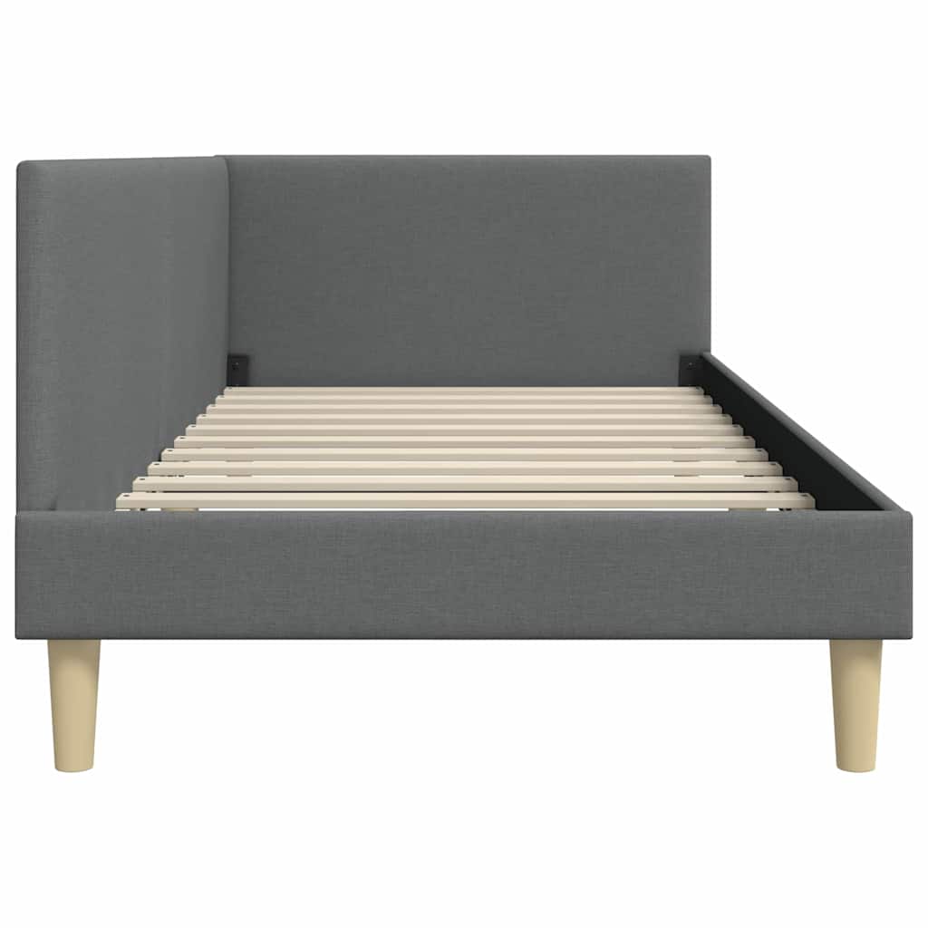 vidaXL Rama łóżka narożnego Z zagłówkiem Ciemnoszary 100 cm x 200 cm