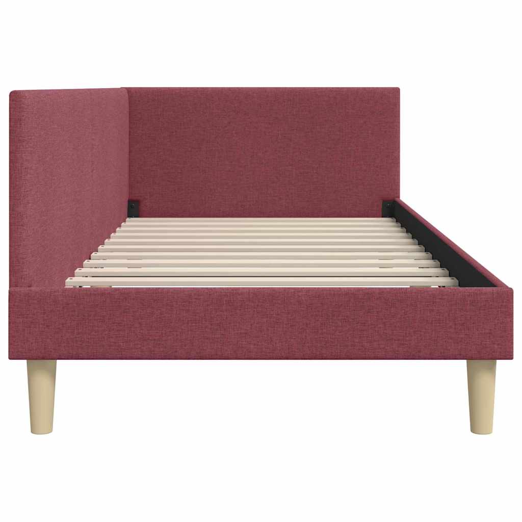 vidaXL Rama łóżka narożnego Z zagłówkiem Czerwone wino 100 cm x 200 cm