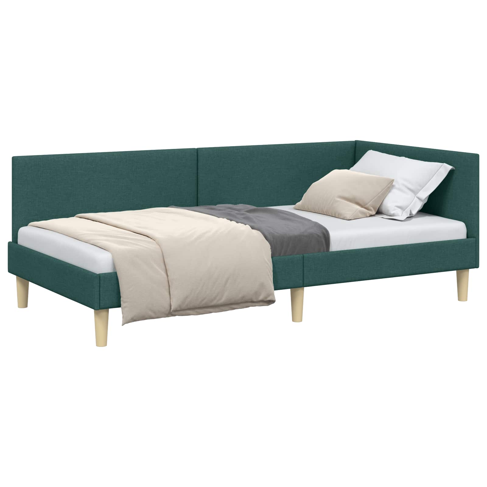 vidaXL Rama łóżka narożnego Z zagłówkiem Ciemna zieleń 100 cm x 200 cm