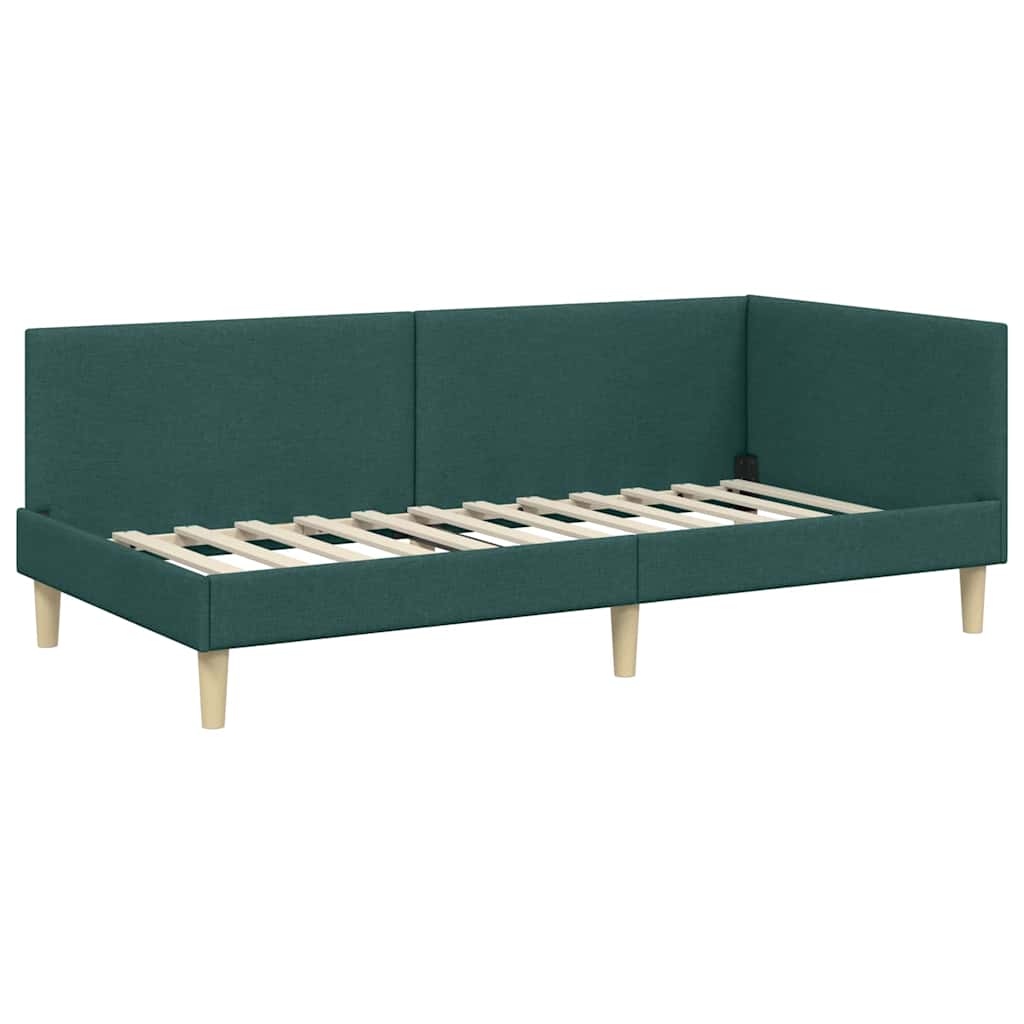 vidaXL Rama łóżka narożnego Z zagłówkiem Ciemna zieleń 100 cm x 200 cm