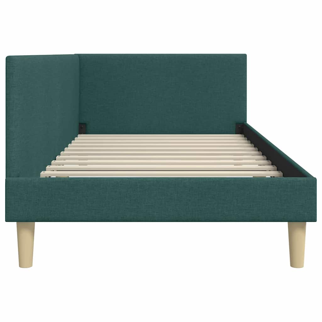 vidaXL Rama łóżka narożnego Z zagłówkiem Ciemna zieleń 100 cm x 200 cm