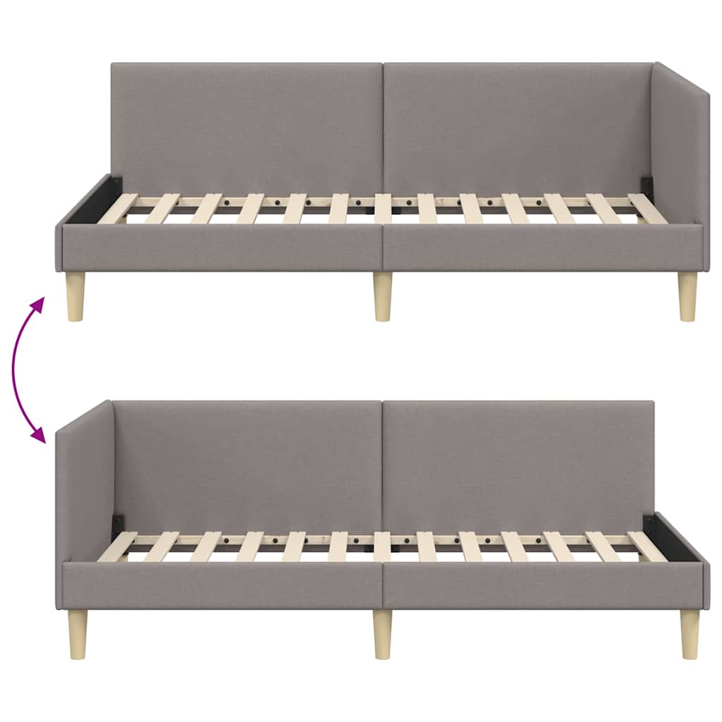 vidaXL Rama łóżka narożnego Z zagłówkiem Ciemnoszary 100 cm x 200 cm