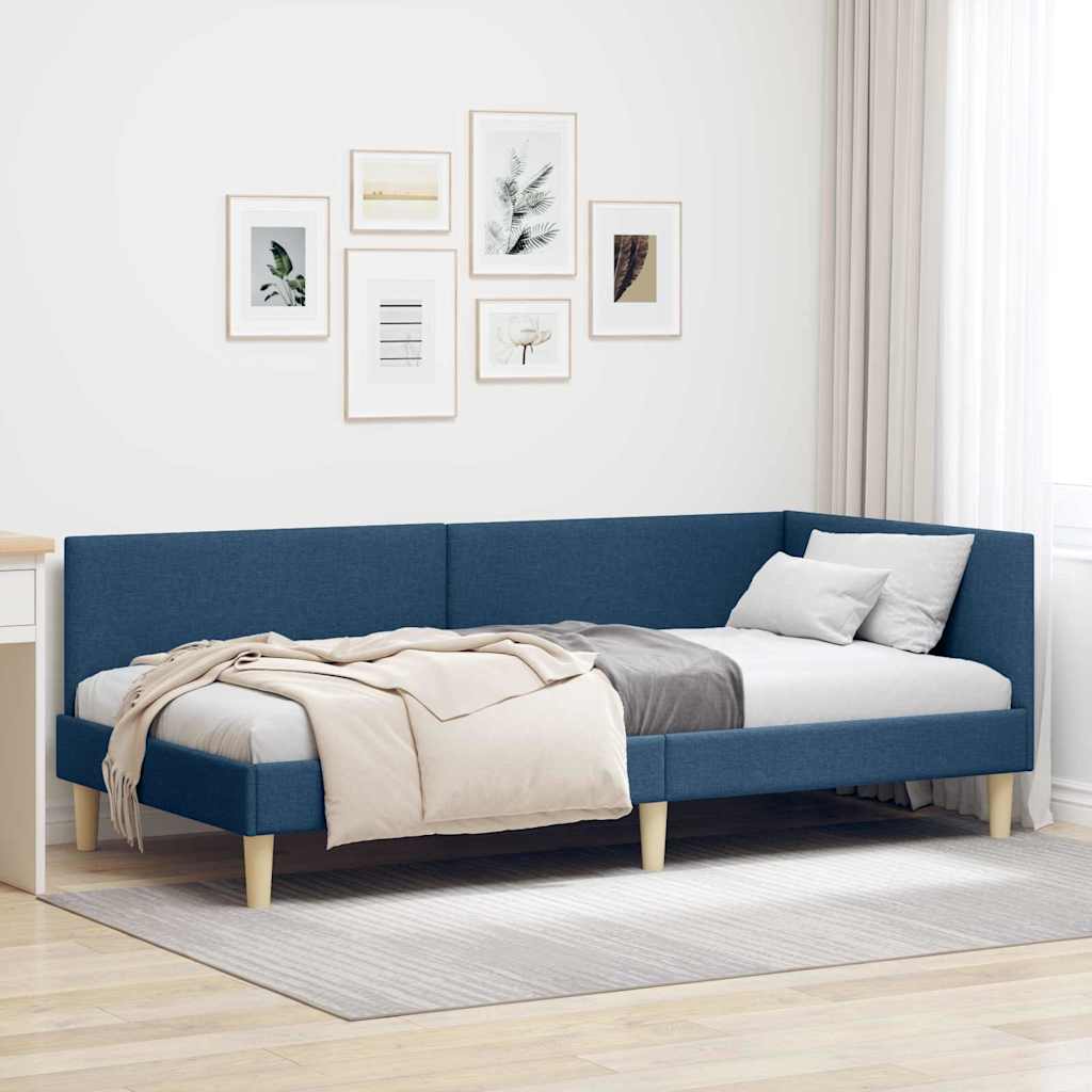 vidaXL Rama łóżka narożnego Z zagłówkiem Niebieski 100 cm x 200 cm
