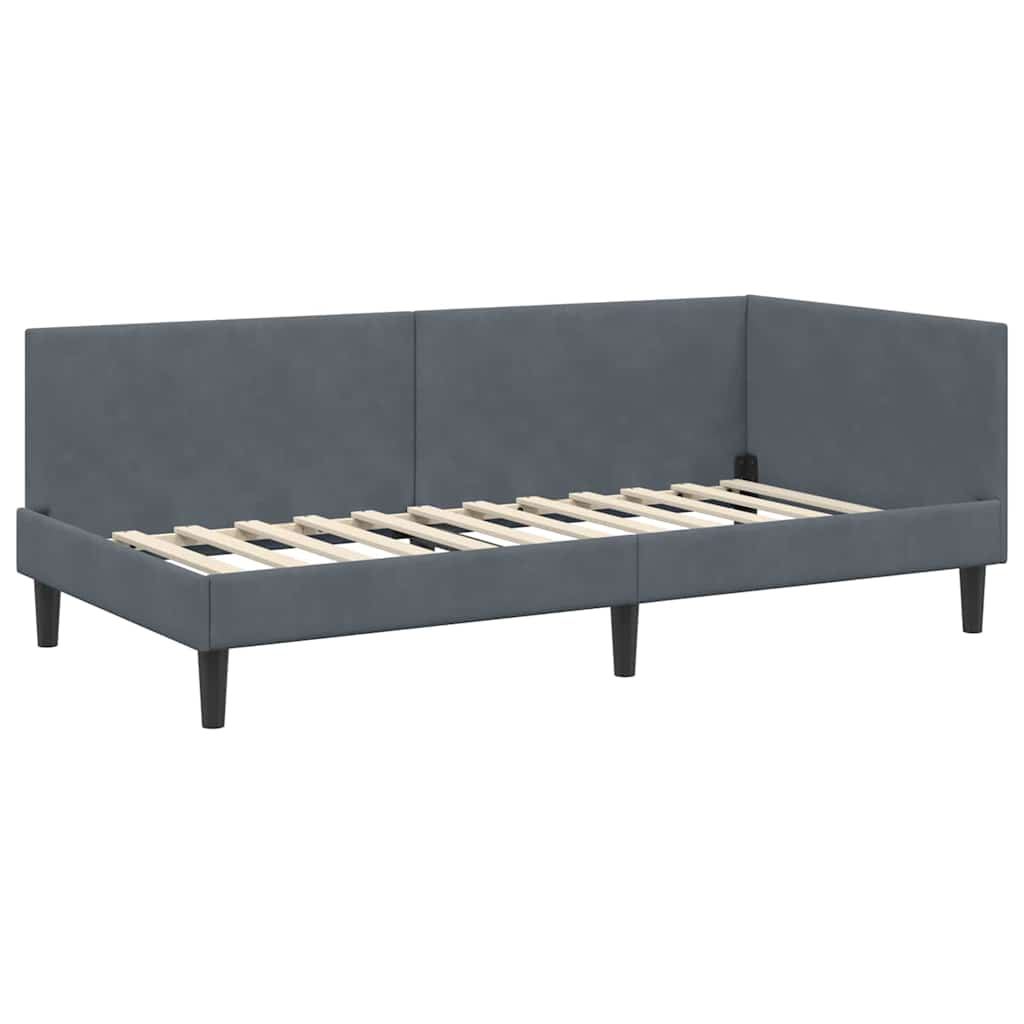 vidaXL Rama łóżka narożnego Ciemnoszary 80 cm x 200 cm Aksamit