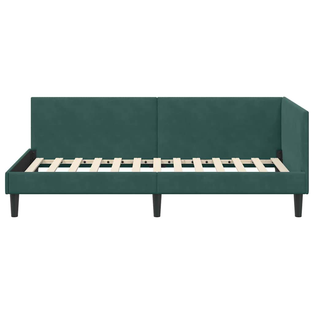 vidaXL Rama łóżka narożnego Ciemna zieleń 80 cm x 200 cm Aksamit