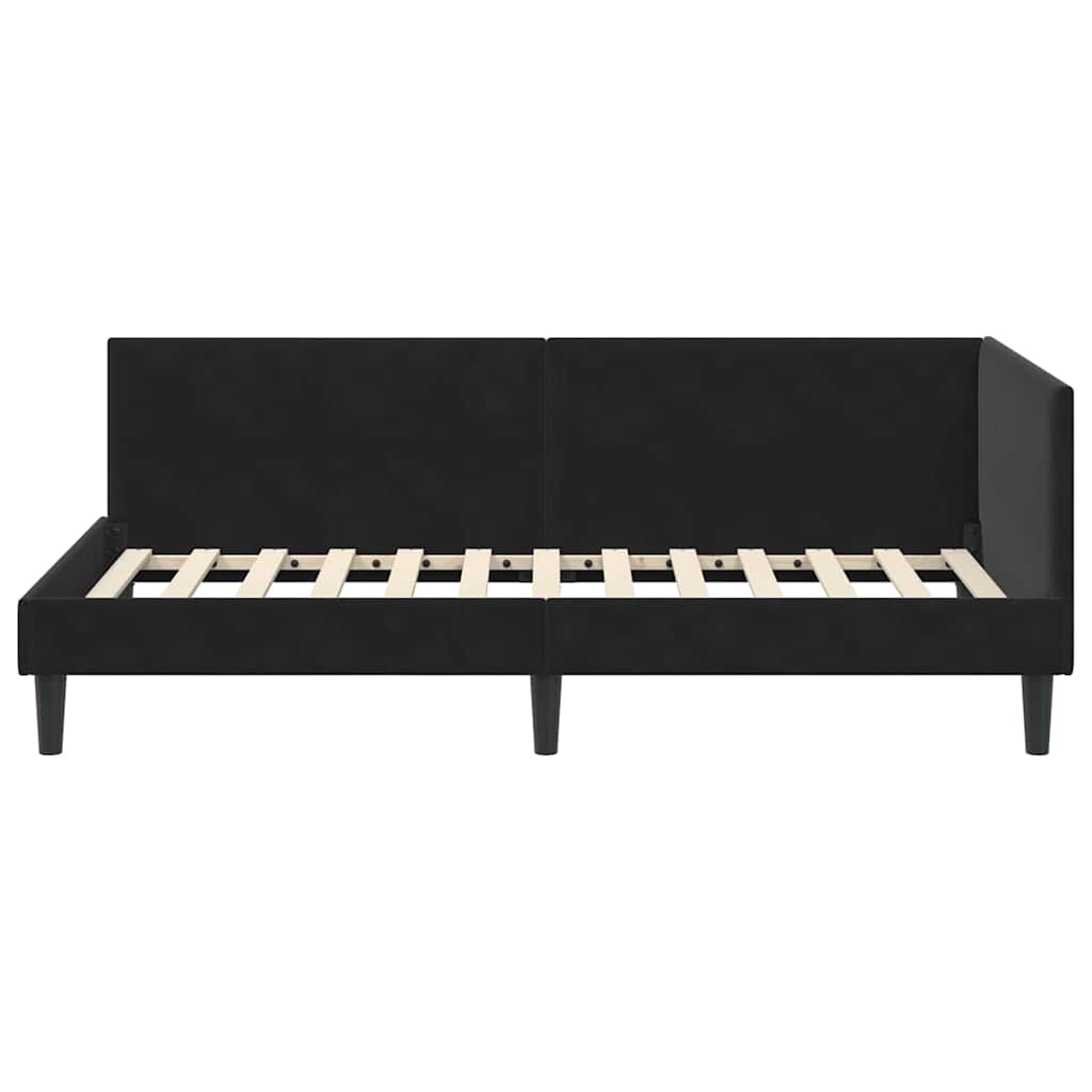 vidaXL Rama łóżka narożnego Z zagłówkiem Czarny 80 cm x 200 cm Aksamit