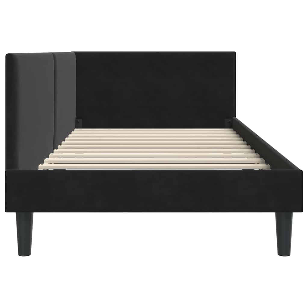vidaXL Rama łóżka narożnego Z zagłówkiem Czarny 80 cm x 200 cm Aksamit