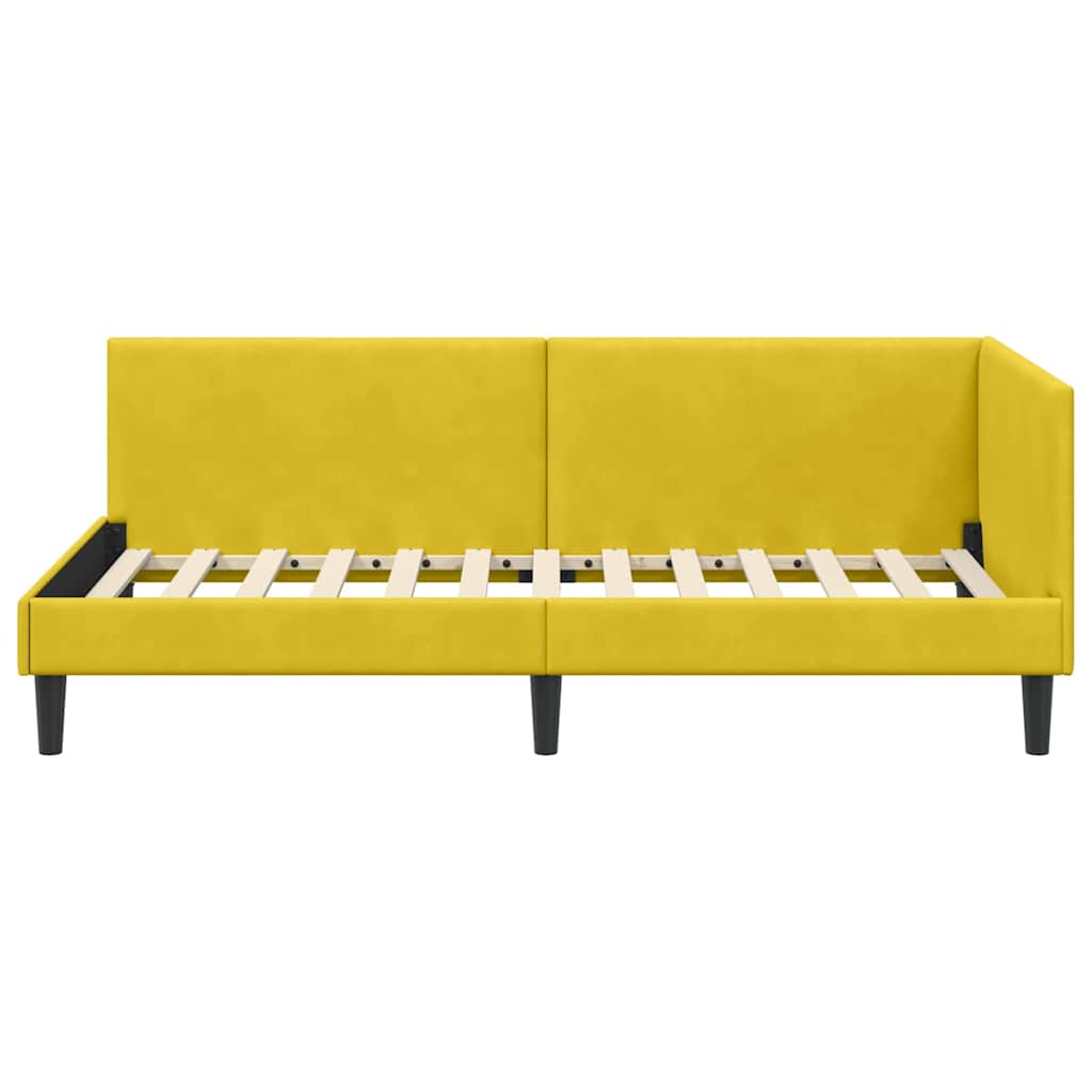 vidaXL Rama łóżka narożnego Z zagłówkiem Żółty 80 cm x 200 cm Aksamit