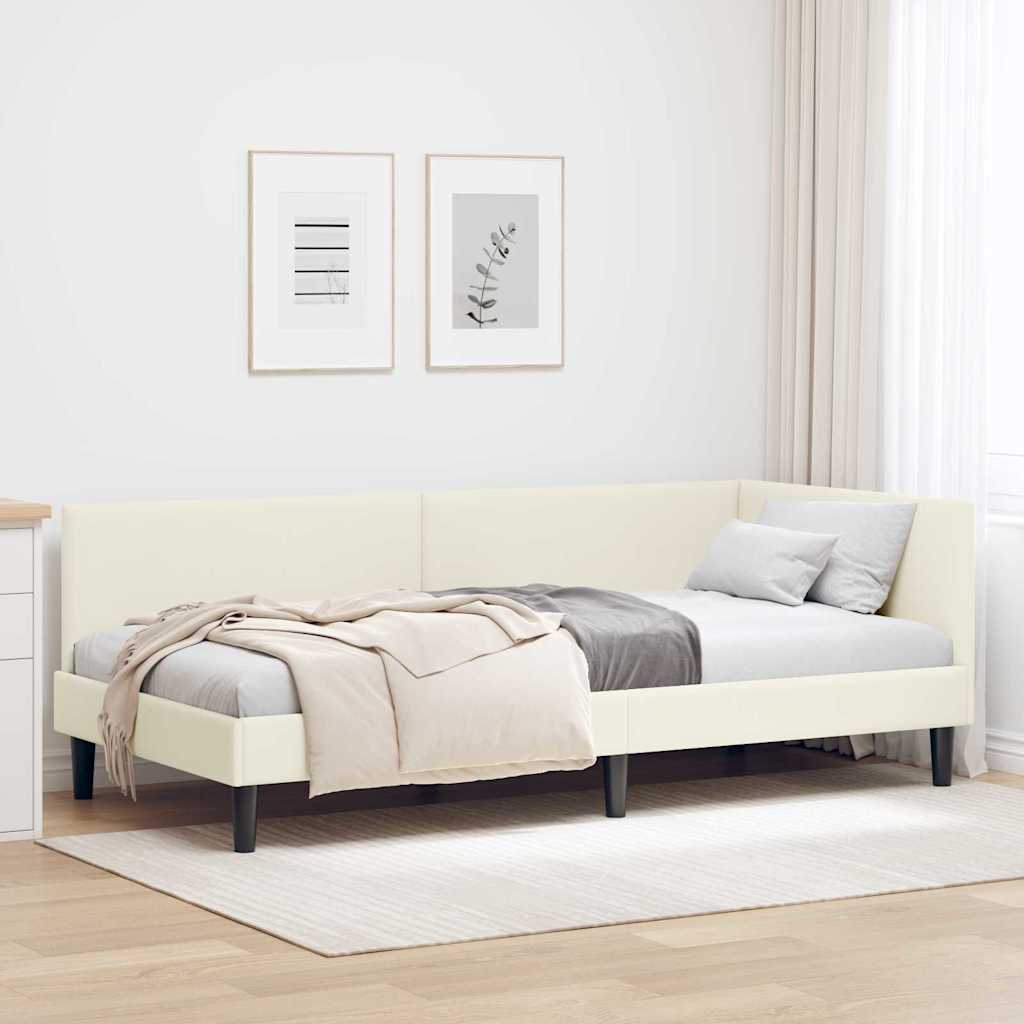 vidaXL Rama łóżka narożnego Kremowy 80 cm x 200 cm Aksamit