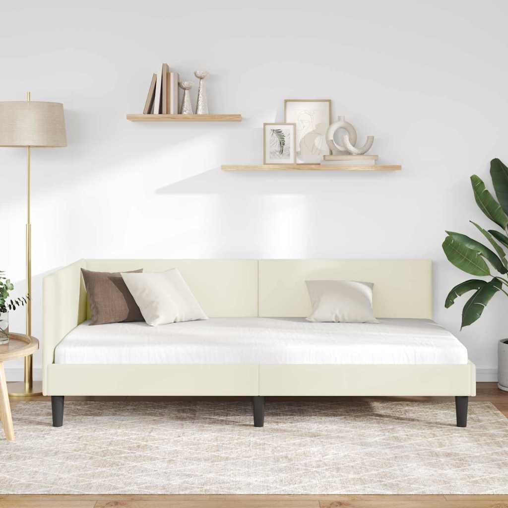 vidaXL Rama łóżka narożnego Kremowy 80 cm x 200 cm Aksamit