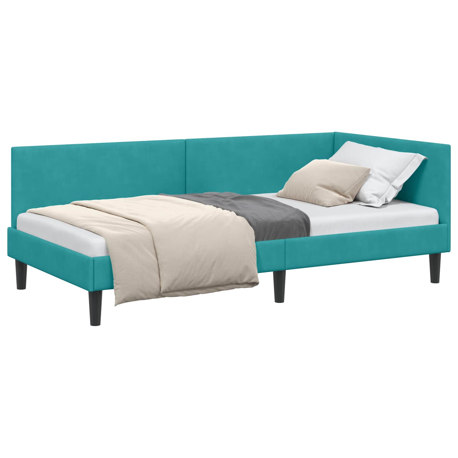 vidaXL Rama łóżka narożnego Turkusowy 80 cm x 200 cm Aksamit