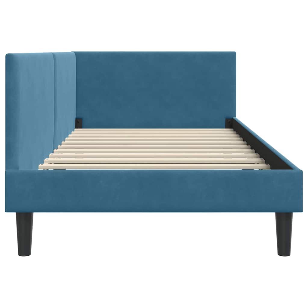 vidaXL Rama łóżka narożnego Niebieski 90 cm x 190 cm Aksamit