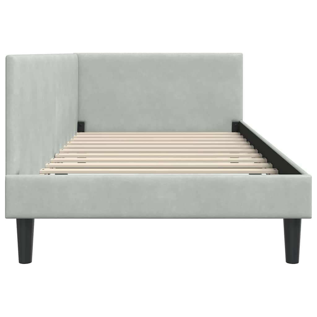 vidaXL Rama łóżka narożnego Jasnoszary 90 cm x 190 cm Aksamit