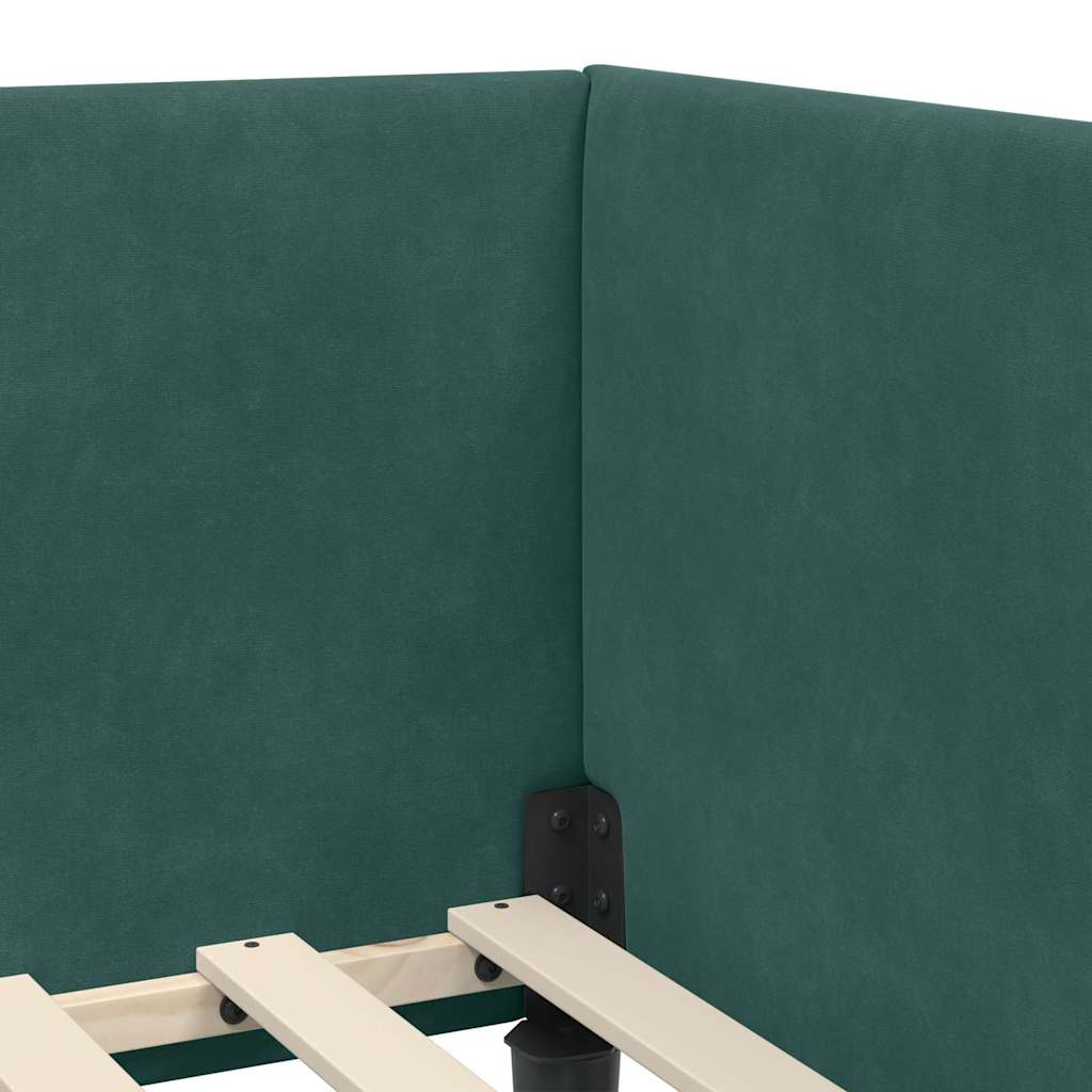 vidaXL Rama łóżka narożnego Ciemna zieleń 90 cm x 190 cm Aksamit