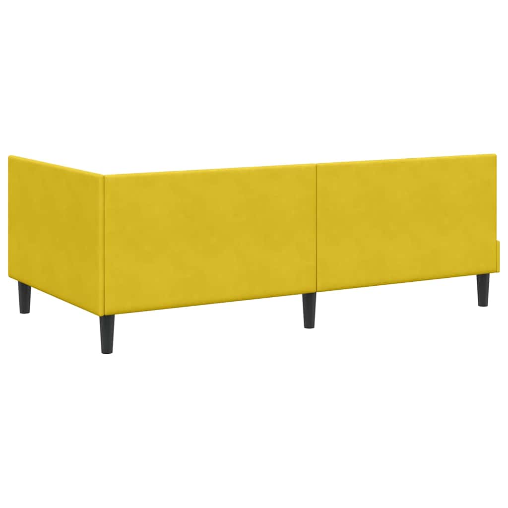 vidaXL Rama łóżka narożnego Z zagłówkiem Żółty 90 cm x 190 cm Aksamit