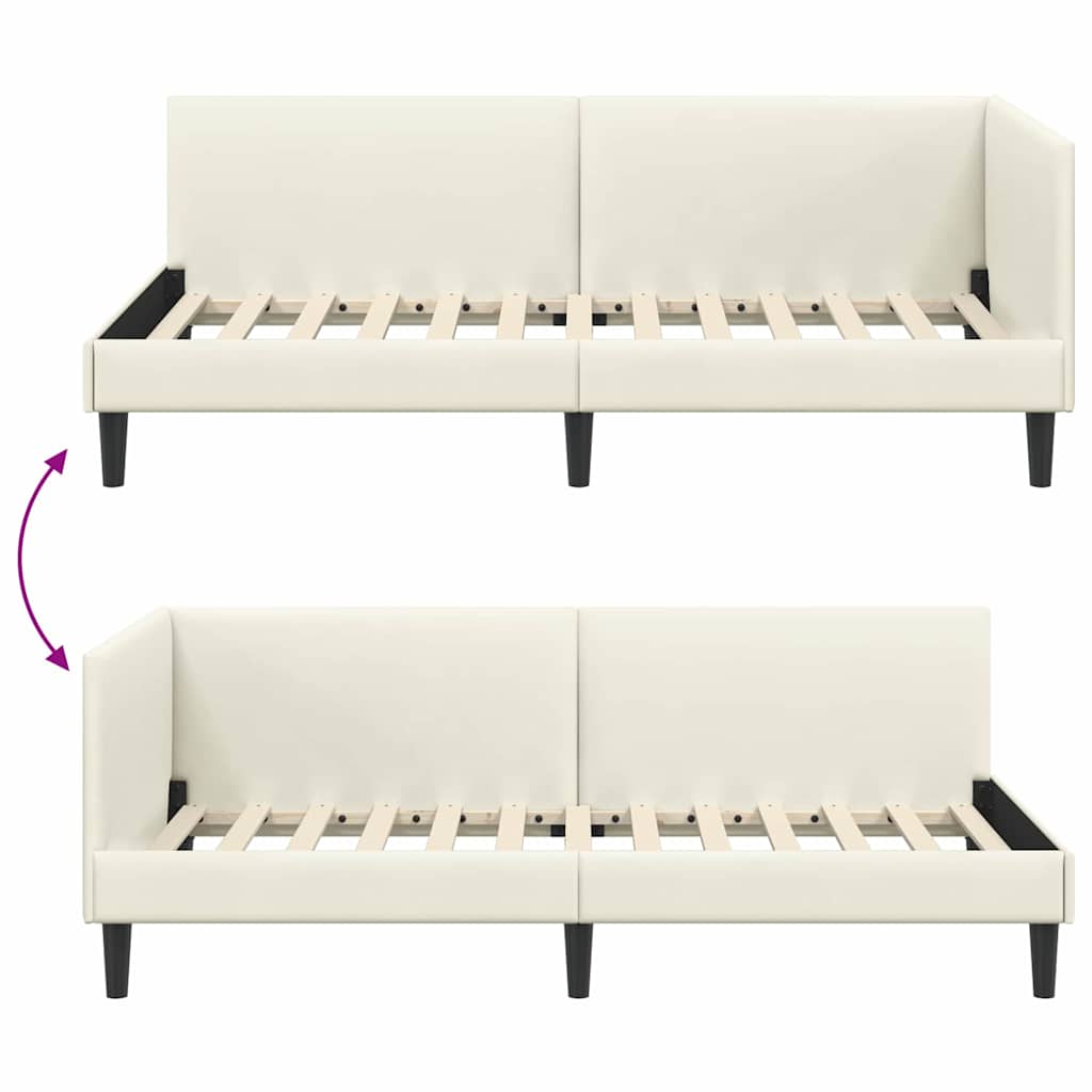 vidaXL Rama łóżka narożnego Kremowy 90 cm x 190 cm Aksamit