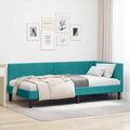 vidaXL Rama łóżka narożnego Turkusowy 90 cm x 190 cm Aksamit
